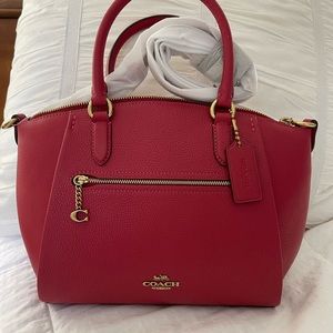 COACH ELISE Pebbled Leather Handbag in Red Apple